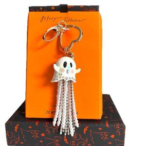 Betsey Johnson Ghost Key Fob Handbag Purse Charm Glow in the Dark Halloween NWT
